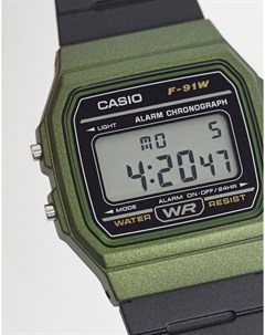 Цифровые часы на силиконовом ремешке черного зеленого цвета Casio