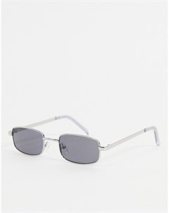 Серебристые прямоугольные солнцезащитные очки с дымчатыми стеклами Asos design