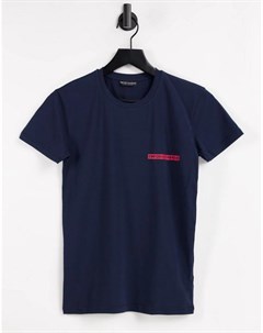 Темно синяя футболка с принтом логотипа Emporio armani bodywear