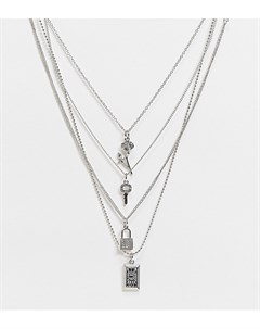 Серебристые ожерелья с винтажными подвесками в виде замка и ключа Inspired Reclaimed vintage