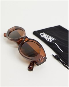 Овальные солнцезащитные очки в коричневой оправе средней величины с коричневыми стеклами Asos design