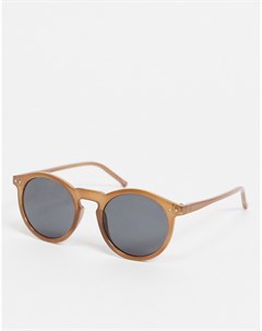 Круглые солнцезащитные очки в коричневой оправе Asos design