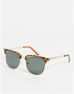 Солнцезащитные очки в стиле ретро в золотистой оправе с черепаховой отделкой и зелеными линзами Asos design