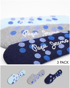 Набор из 3 пар спортивных носков невидимок темно синего серого и синего цвета Vania Pepe jeans