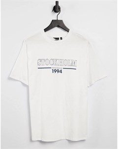 Белая oversized футболка с принтом Stockholm 1994 Asos design