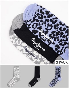 Набор из 3 пар носков с разным леопардовым принтом Leona Pepe jeans