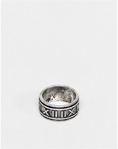 Широкое шлифованное кольцо серебристого цвета с римскими цифрами Asos design