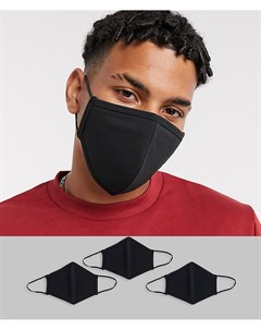 Набор из 3 трикотажных трехслойных масок для лица черного цвета Asos design