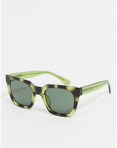 Квадратные солнцезащитные очки унисекс в стиле 70 х в темно зеленой черепаховой оправе Nancy A.kjaerbede