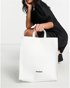 Белая гладкая сумка тоут с логотипом Claudia canova