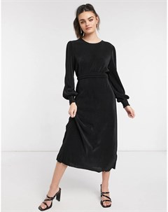 Черное плиссированное платье миди Y.a.s