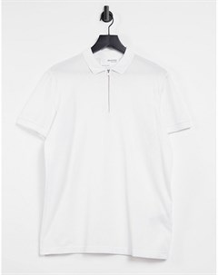 Белая футболка поло с короткой молнией Selected homme