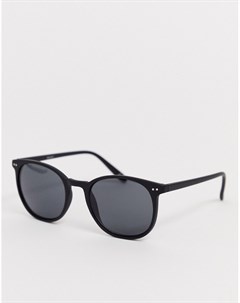 Круглые солнцезащитные очки в черной матовой оправе с дымчатыми стеклами Asos design