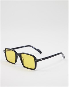 Солнцезащитные очки унисекс в черной квадратной оправе с желтыми линзами Cut Thirty Two Spitfire