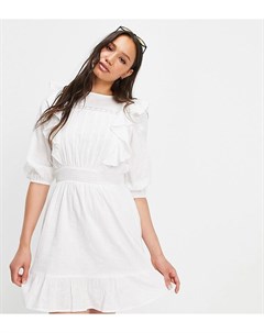 Белое платье мини с оборками Violet romance tall