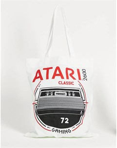 Белая сумка тоут из органического хлопка с принтом Atari в стиле ретро Asos design