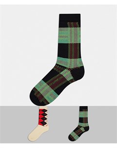 Набор из двух пар носков до щиколотки с ярким ромбовидным рисунком Asos design