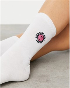 Белые носки с вышивкой Love More Asos design