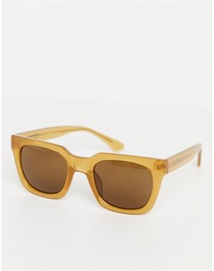 Солнцезащитные очки унисекс в стиле 70 х в светло коричневой квадратной оправе Nancy A.kjaerbede