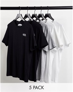 Комплект из 5 футболок черного серого и белого цветов Von dutch