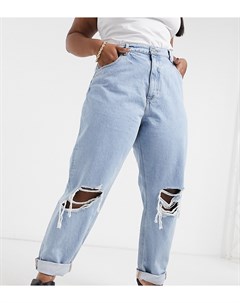 Светлые выбеленные свободные джинсы в винтажном стиле с завышенной талией и рваной отделкой ASOS DES Asos curve