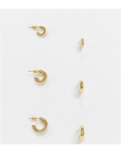 Набор из 3 пар массивных сережек колец с покрытием из золота 14 карат Asos design