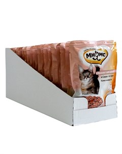 Пауч для кошек для кожи и шерсти лосось в соусе 100 гр Мнямс