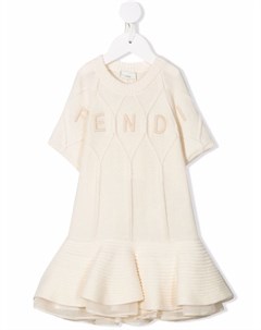 Трикотажное платье с вышитым логотипом Fendi kids