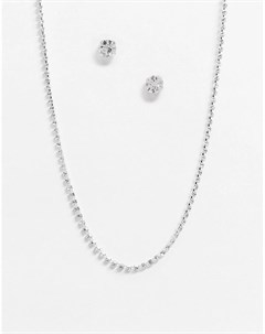 Ожерелье с кристаллами Swarovski и серьги гвоздики из стерлингового серебра Krystal london
