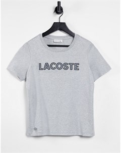 Серая футболка с логотипом Lacoste