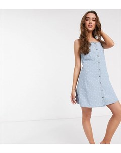 Голубое платье мини в горошек с квадратным вырезом Vero moda petite