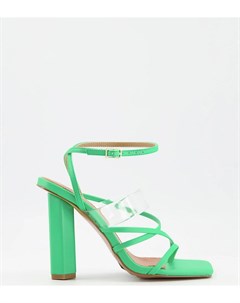 Зеленые босоножки для широкой стопы на каблуке и с ремешками Asos design