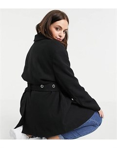 Черное пальто с поясом с люверсами Curve Asos design