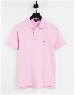 Розовая облегающая футболка поло из пике с логотипом Polo ralph lauren