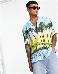 Свободная удлиненная рубашка с тропическим принтом Asos design