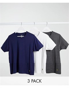 Набор из 3 футболок для дома с круглым вырезом белого темно серого и темно синего цветов Lyle & scott bodywear