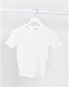 Белая узкая футболка в рубчик Hourglass Asos design