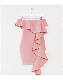 Розовое платье мини с оборкой Missguided petite
