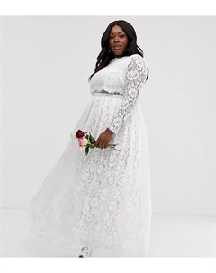 Кружевное свадебное платье с кроп топом Curve Asos edition