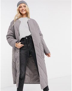 Стеганое пальто мягкого серого цвета Asos design