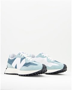 Бело голубые кроссовки премиум класса 327 New balance