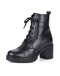 Черные ботинки из кожи на устойчивом каблуке и шнуровке Respect
