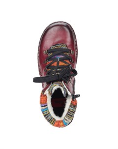 Бордовые ботинки из экокожи на шнуровке Rieker