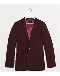 Супероблегающий бордовый пиджак с добавлением шерсти Tall wedding Asos design
