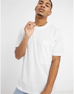 Белая oversized футболка с тканым карманом Topman