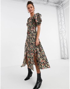 Платье миди в стиле гранж с цветочным принтом Topshop