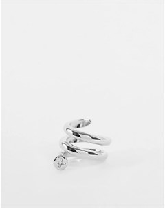 Серебристое кольцо с дизайном в виде скрученного гвоздя Topshop