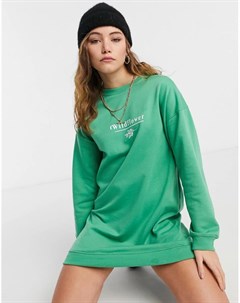 Зеленое платье свитер с вышивкой Heartbreak