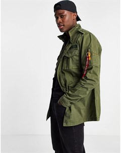 Темно зеленая куртка стандартного кроя из хлопковой саржи в утилитарном стиле Huntington Alpha industries