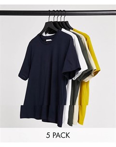 Набор из 5 классических футболок разных цветов Topman